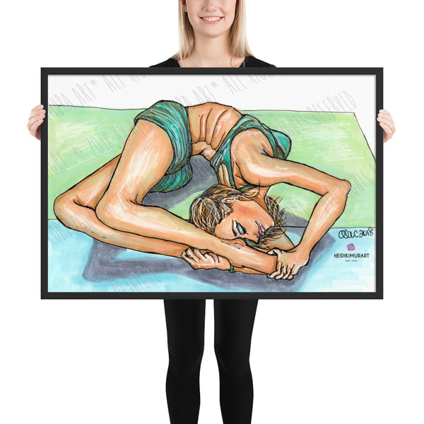 Yayoi Bendy Yoga Pose Illustration Premium Luster Photo Framed Poster - Made in USA-Art Print-24×36-Heidi Kimura Art LLC
