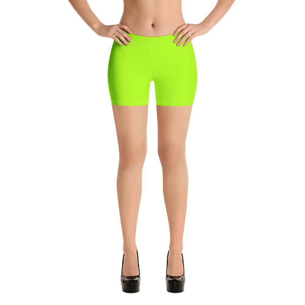Neon Green Women's Tights, Bright Workout Gym Ladies Elastic Tight Shorts-Made  in USA/EU