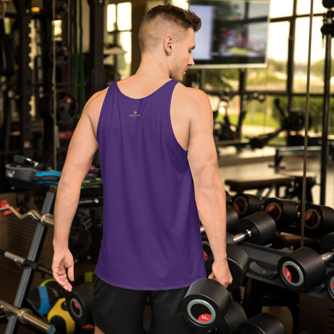 Dark Purple Solid Color Print Men's or Women's Unisex Tank Top- Made in USA-Men's Tank Top-Heidi Kimura Art LLC Dark Purple Unisex Tank Top, Dark Purple Solid Color Print Stylish Premium Quality Gay Friendly Men's or Women's Unisex Tank Top - Made in USA/ Europe (US Size: XS-2XL)