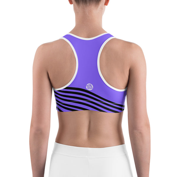 Lavender Purple Diagonal Striped Print Sports Bra-Made in USA (Size: XS-2XL)-Sports Bras-Heidi Kimura Art LLC