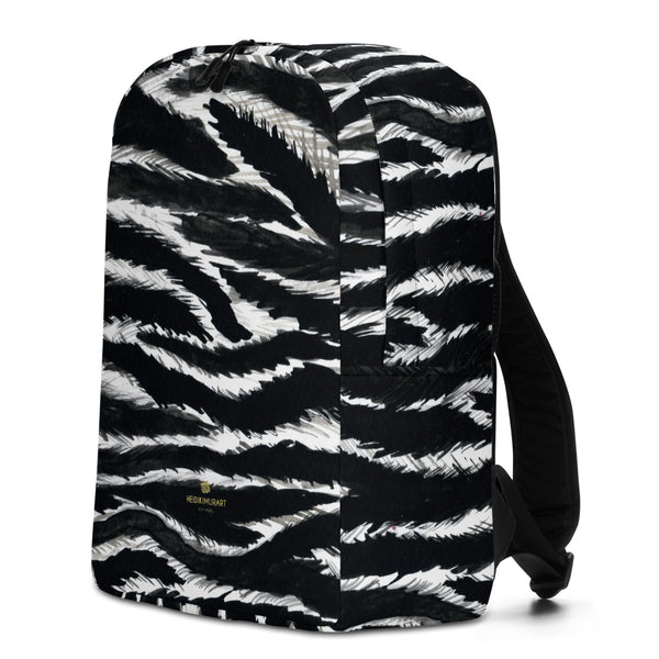 Designer Black White Zebra Animal Print Laptop Commuter's Minimalist Backpack- Made in EU-Minimalist Backpack-Heidi Kimura Art LLC
