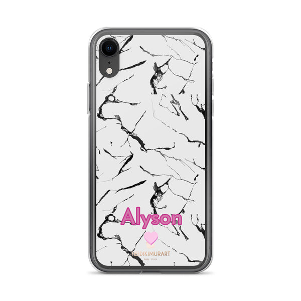 Custom Name Marble Print iPhone Case, Personalized Name Phone For Apple Phones-Heidi Kimura Art LLC-iPhone XR-Heidi Kimura Art LLC