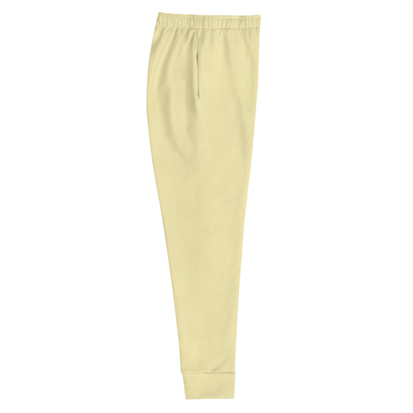 Light Yellow Women's Joggers-Heidi Kimura Art LLC-Heidi Kimura Art LLCLight Yellow Women's Joggers, Solid Color Print Premium Printed Slit Fit Soft Women's Joggers Sweatpants -Made in EU (US Size: XS-3XL) Plus Size Available, Solid Coloured Women's Joggers, Soft Joggers Pants Womens