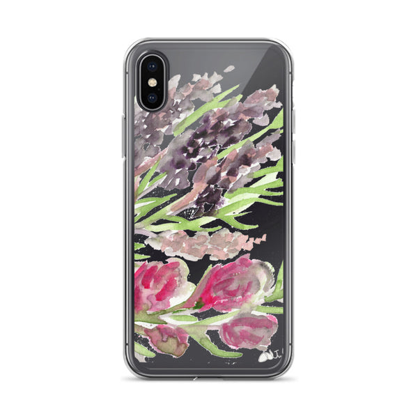 Purple Lavender Bouquet Floral Print, iPhone X | XS | XR | XS Max | 8 | 8+ | 7| 7+ |6/6S | 6+/6S+ Case- Made in USA-Phone Cases-iPhone X-Heidi Kimura Art LLC
