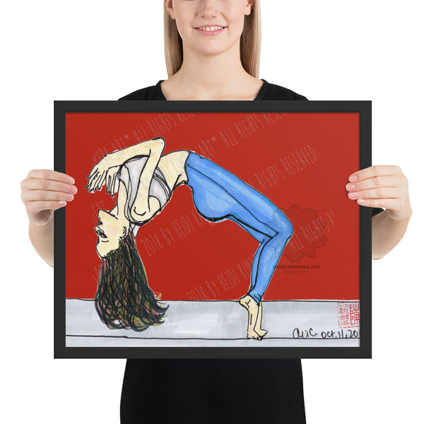 Backbend Brunette Yogini Yoga Pose Art Framed Matte Paper Poster - Made in USA-Art Print-16×20-Heidi Kimura Art LLC