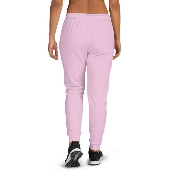Light Cute Pink Solid Color Print Premium Soft Slim Fit Best Women's Joggers- Made in EU-Women's Joggers-Heidi Kimura Art LLC