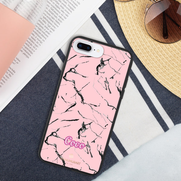 Custom Name Eco-Friendly iPhone Case, Pink Name Biodegradable Phone Case-Heidi Kimura Art LLC-iPhone 7 Plus/8 Plus-Heidi Kimura Art LLC