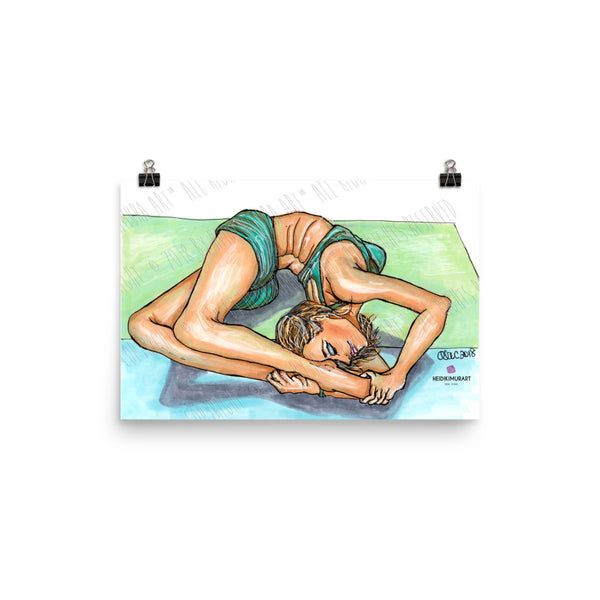 Midori Cool Bendy Yoga Pose Female Illustration Wall Art Poster - Made in USA/ Europe-Art Print-12×18-Heidi Kimura Art LLC