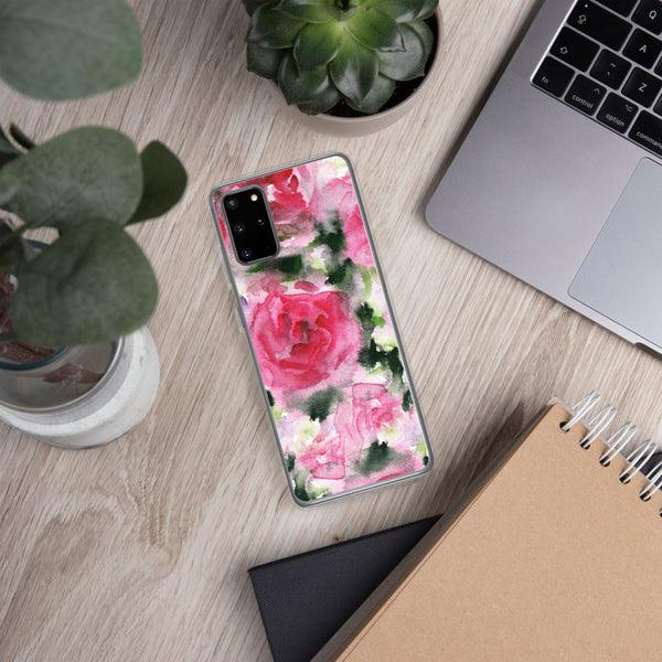 Pink Rose Floral Print Samsung Case, Flower BPA Free Phone Case-Printed in USA/EU-Heidi Kimura Art LLC-Heidi Kimura Art LLC