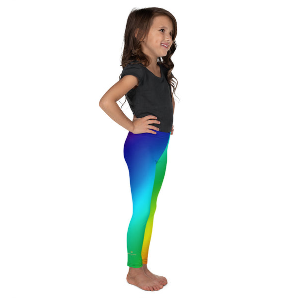 Rainbow Ombre Print Kid's Leggings Fitness Pants, Running Tights - Made in USA/EU-Kid's Leggings-Heidi Kimura Art LLC
