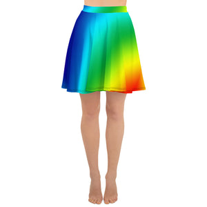 Bright Rainbow Ombre Print Women's Skater Skirt- Made in USA/EU (US Size: XS-3XL)-Skater Skirt-XS-Heidi Kimura Art LLC