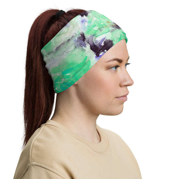 Turquoise Blue Floral Face Cover, Hairbands Neck Gaiter Warmer-Made in USA/EU-Heidi Kimura Art LLC-Heidi Kimura Art LLCTurquoise Blue Floral Neck Gaiter, Abstract Face Mask Shield, Luxury Premium Quality Cool And Cute One-Size Reusable Washable Scarf Headband Bandana - Made in USA/EU, Face Neck Warmers, Non-Medical Breathable Face Covers, Neck Gaiters  
