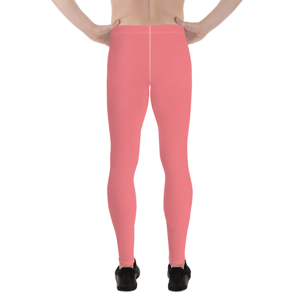 Peach Pink Solid Color Premium Soft Men's Leggings- Made in USA/EU (US Size: XS-3XL)-Men's Leggings-Heidi Kimura Art LLC
