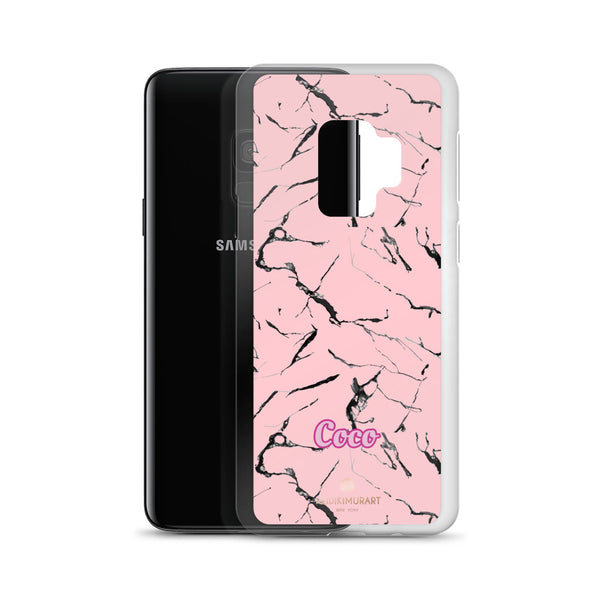 Pink Marble Personalized Samsung Case, Custom Name iPhone Case-Heidi Kimura Art LLC-Heidi Kimura Art LLC