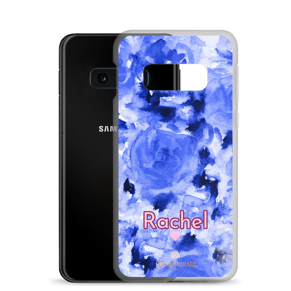 Personalized Blue Floral Samsung Case, Rose Flower Print Phone Case-Heidi Kimura Art LLC-Heidi Kimura Art LLC