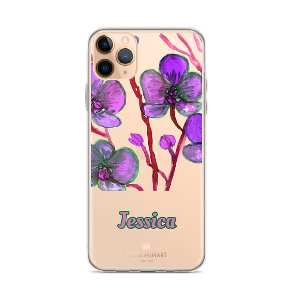 Orchid Custom Name iPhone Case, Personalized Floral Phone Case-Heidi Kimura Art LLC-iPhone 11 Pro Max-Heidi Kimura Art LLC