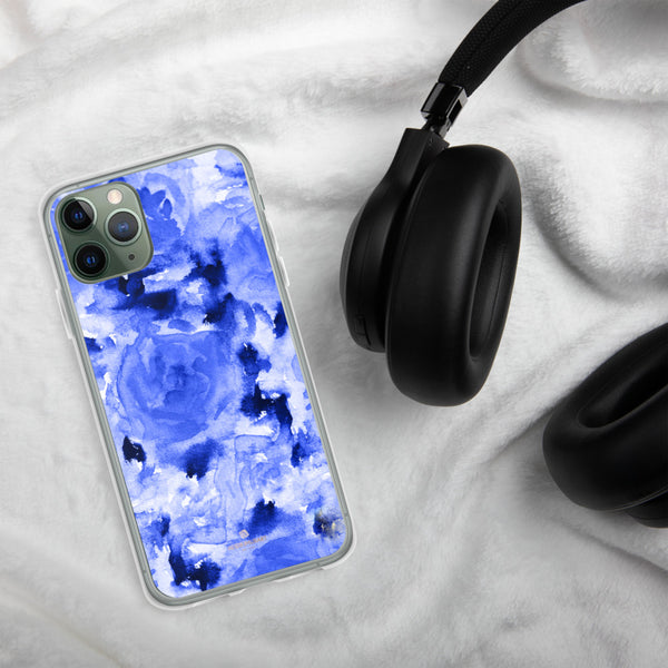 Blue Floral Print iPhone Case, Rose Flower Phone Case-Printed in USA/EU-Heidi Kimura Art LLC-Heidi Kimura Art LLC