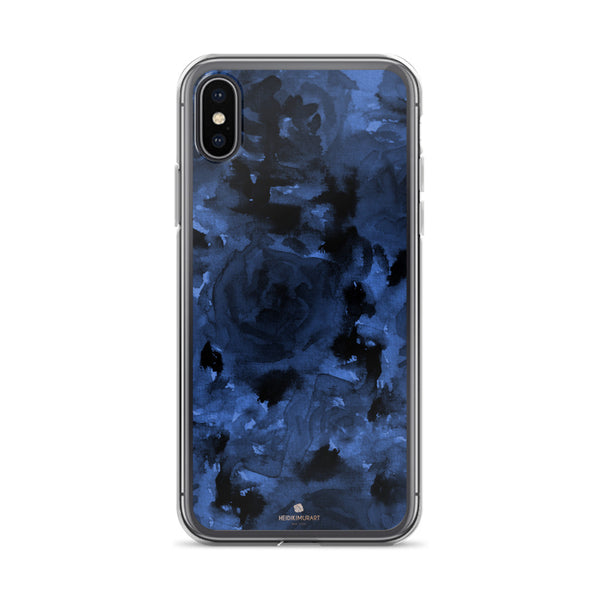 Navy Blue Floral iPhone Case, iPhone X | XS | XR | XS Max | 8 | 8+ | 7 Case- Made in USA-Phone Case-iPhone X-Heidi Kimura Art LLC