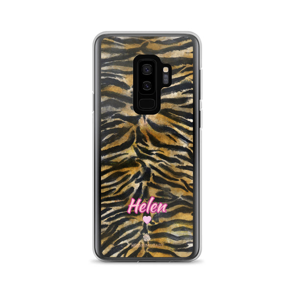 Custom Name Tiger Stripe Samsung Case, Animal Print Phone Case-Heidi Kimura Art LLC-Samsung Galaxy S9+-Heidi Kimura Art LLC