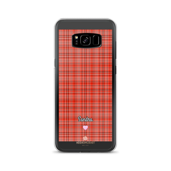 Personalized Red Plaid Samsung Case, Custom Name Tartan Print Phone Case-Heidi Kimura Art LLC-Samsung Galaxy S8+-Heidi Kimura Art LLC