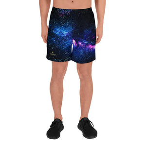 Purple Galaxy Cosmos Print Men's Athletic Best Workout Best Long Shorts- Made in EU-Men's Long Shorts-XS-Heidi Kimura Art LLC