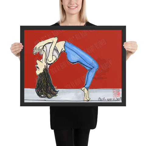 Backbend Brunette Yogini Yoga Pose Art Framed Matte Paper Poster - Made in USA-Art Print-18×24-Heidi Kimura Art LLC