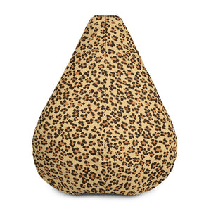 Cute & Plush Brown Leopard Animal Print Water Resistant Polyester Bean Sofa Bag-Bean Bag-Bean Bag w/ Filling-Heidi Kimura Art LLC