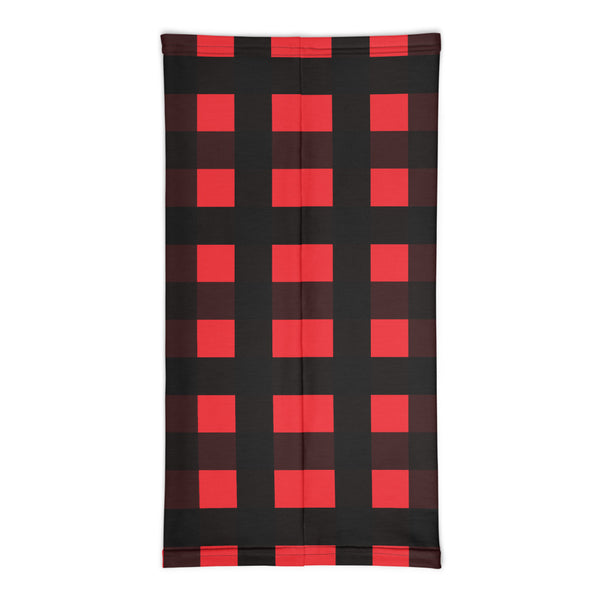 Red Buffalo Face Mask Coverings, Plaid Print Luxury Premium Quality Cool And Cute One-Size Reusable Washable Scarf Headband Bandana - Made in USA/EU, Face Neck Warmers, Non-Medical Breathable Face Covers, Neck Gaiters, Non-Medical Face Coverings 