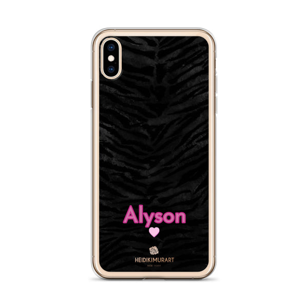 Personalized Tiger Stripe iPhone Case, Black Animal Print Phone Case-Heidi Kimura Art LLC-Heidi Kimura Art LLC