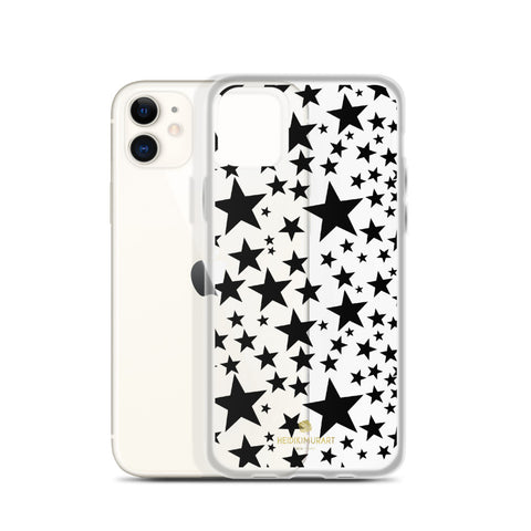 Black Stars Pattern Print Transparent Clear Designer iPhone Phone Case- Made in USA/EU-Phone Case-Heidi Kimura Art LLC Black Stars Clear iPhone Case, Black Stars Pattern Print Transparent Clear, iPhone X | XS | XR | XS Max | 8 | 8+ | 7| 7+ |6/6S | 6+/6S+ Phone Case- Made in USA/EU