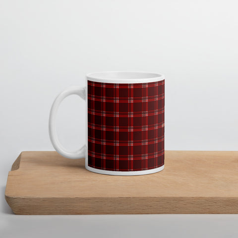 Red Plaid Print Mug, Dishwasher Microwave Safe Tea Coffee Mug-Printed in USA/EU-Heidi Kimura Art LLC-Heidi Kimura Art LLC