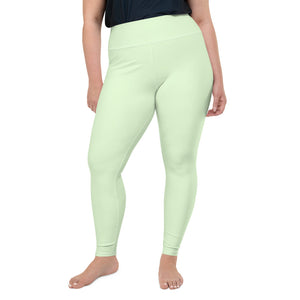 Light Green Pastel Solid Color Print Plus Size Leggings Women's Yoga Pants- Made in USA/EU-Women's Plus Size Leggings-2XL-Heidi Kimura Art LLC