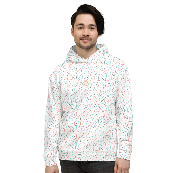White Sprinkle Birthday Print Unisex Hoodie Pullover Sweatshirt For Men- Made in EU-Men's Hoodie-XS-Heidi Kimura Art LLC