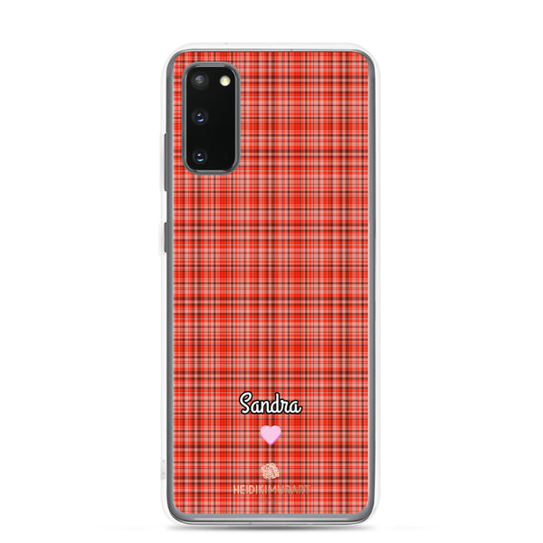 Personalized Red Plaid Samsung Case, Custom Name Tartan Print Phone Case-Heidi Kimura Art LLC-Samsung Galaxy S20-Heidi Kimura Art LLC