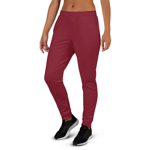 Burgundy Red Solid Color Premium Women's Joggers Slim Fit Sweatpants - Made in EU-Women's Joggers-Heidi Kimura Art LLC Burgundy Red Women's Joggers, Burgundy Red Solid Color Premium Printed Slit Fit Soft Women's Joggers Sweatpants -Made in EU (US Size: XS-3XL) Plus Size Available, Solid Coloured Women's Joggers, Soft Joggers Pants Womens