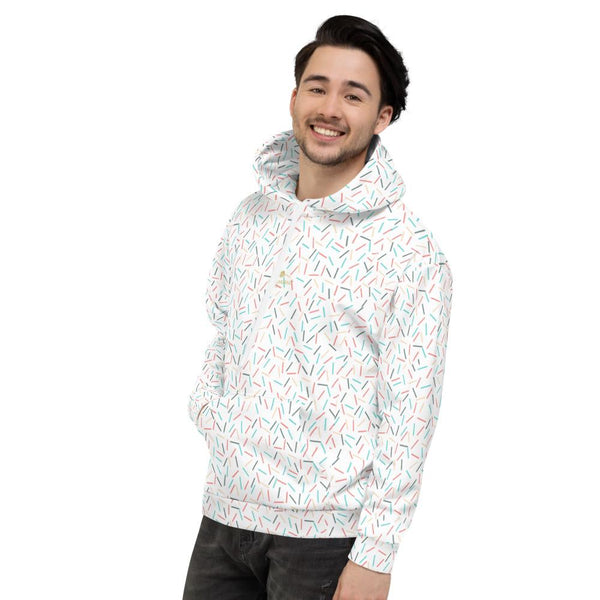 White Sprinkle Birthday Print Unisex Hoodie Pullover Sweatshirt For Men- Made in EU-Men's Hoodie-Heidi Kimura Art LLC