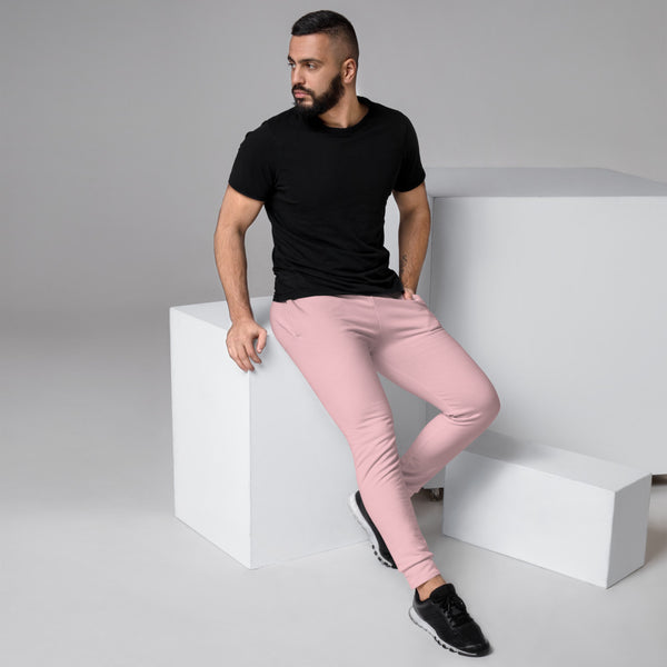 Ballet Pink Men's Joggers, Solid Color Modern Light Pink Solid Color Sweatpants For Men, Modern Slim-Fit Designer Ultra Soft & Comfortable Men's Joggers, Men's Jogger Pants-Made in EU/MX (US Size: XS-3XL)