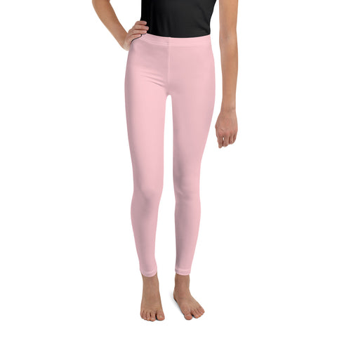 Light Ballet Pink Premium Youth Leggings Sports Gym Pants Tights - Made in USA/EU-Youth's Leggings-8-Heidi Kimura Art LLC