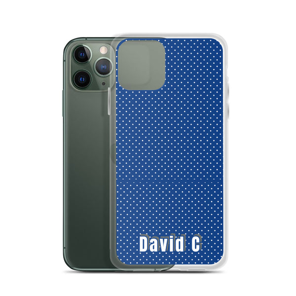 Blue Polka Dots Print Custom Names iPhone Case-Made in USA-Phone Case-Heidi Kimura Art LLC