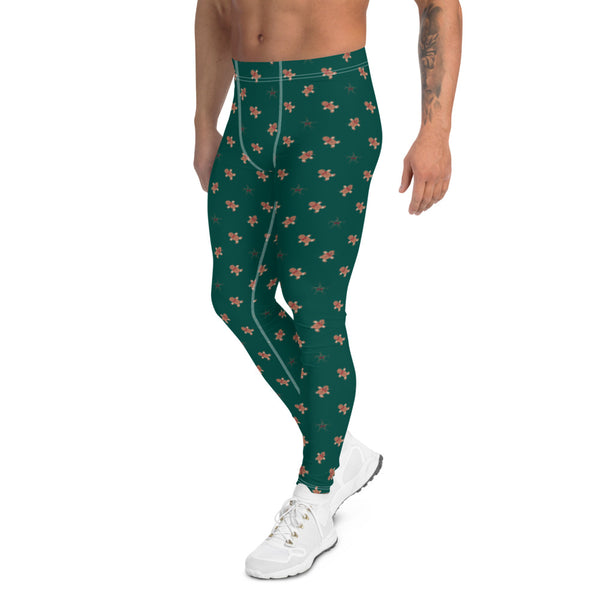 Gingerbread Christmas Holiday Men's Leggings, Xmas Party Meggings Running Tights-Heidikimurart Limited -Heidi Kimura Art LLC Gingerbread Christmas Holiday Men's Leggings, Festive Xmas Rave Party Sexy Meggings Men's Workout Gym Tights Leggings, Men's Compression Tights Pants - Made in USA/ EU/ MX (US Size: XS-3XL) Costume Party Meggings