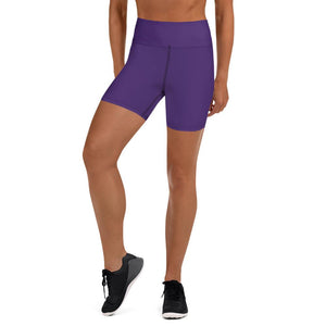 Dark Purple Solid Color Premium Fitness Yoga Shorts, Short Pants - Made in USA-Yoga Shorts-XS-Heidi Kimura Art LLC