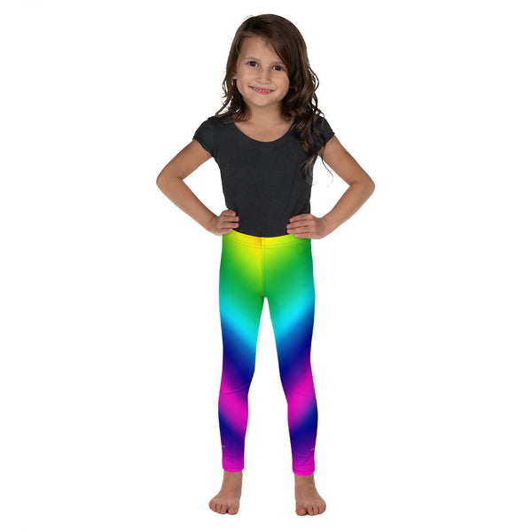 Futuristic Rainbow Ombre Print Kid's Leggings Workout Fitness Pants- Made in USA/EU-Kid's Leggings-2T-Heidi Kimura Art LLC