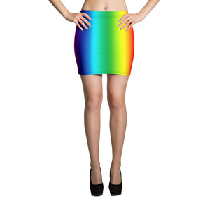 Colourful Bright Rainbow Vertical Ombre Print Women's Mini Skirt- Made in USA/EU-Mini Skirt-XS-Heidi Kimura Art LLC
