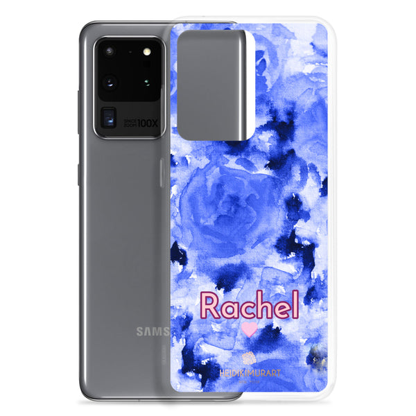 Personalized Blue Floral Samsung Case, Rose Flower Print Phone Case-Heidi Kimura Art LLC-Heidi Kimura Art LLC