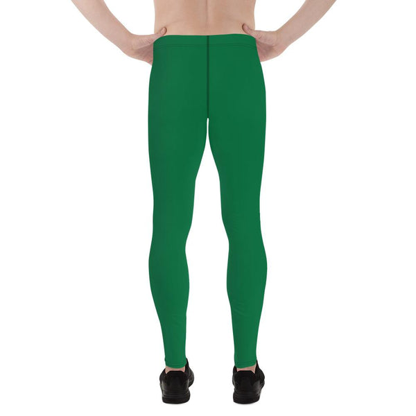 Christmas Emerald Elf Green Solid Color Meggings Men's Leggings Premium Tights-Men's Leggings-Heidi Kimura Art LLC