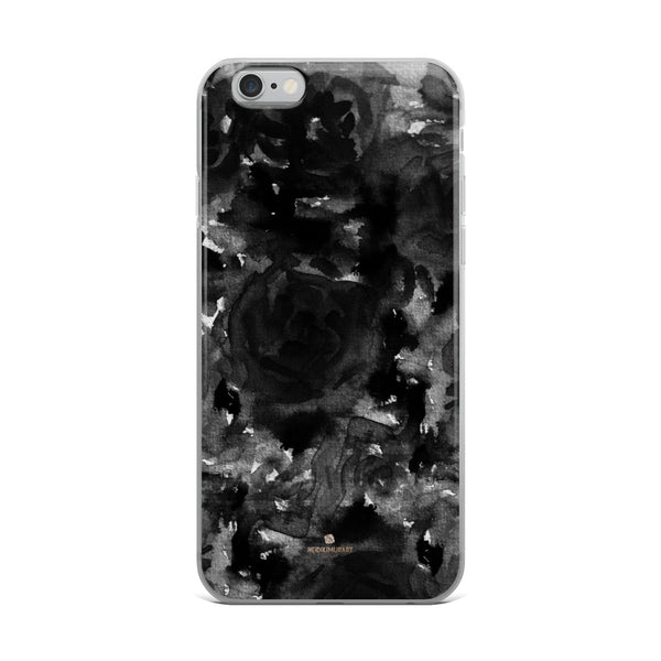 Black Floral Rose iPhone Case, Abstract Watercolor Phone Case-Printed in USA/EU-Heidi Kimura Art LLC-iPhone 6 Plus/6s Plus-Heidi Kimura Art LLC