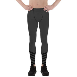 Gray Diagonal Black Stripe Print Premium Men's Leggings Meggings - Made in USA/ EU-Men's Leggings-XS-Heidi Kimura Art LLC