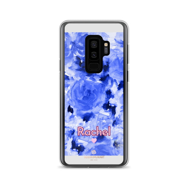 Personalized Blue Floral Samsung Case, Rose Flower Print Phone Case-Heidi Kimura Art LLC-Samsung Galaxy S9+-Heidi Kimura Art LLC