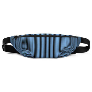 Light Blue Black Stripe Print Designer Waist Belt Bag Fanny Pack Waist Bag- Made in USA-Fanny Pack-S/M-Heidi Kimura Art LLC