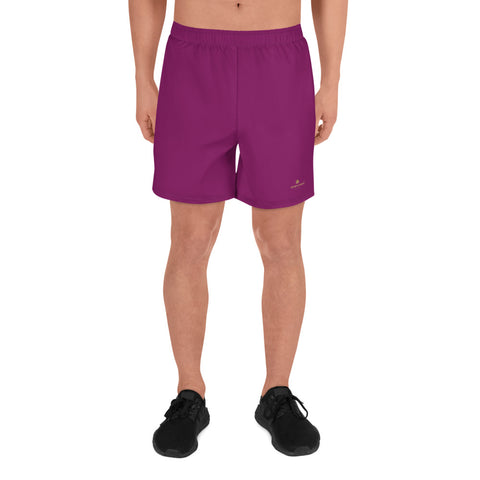Dark Purple Solid Color Print Premium Men's Athletic Long Shorts - Made in Europe-Men's Long Shorts-XS-Heidi Kimura Art LLC